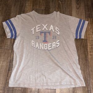 Texas Rangers Gray T-Shirt with Blue Stripes